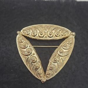 Elegant Gold Triangler Brooch